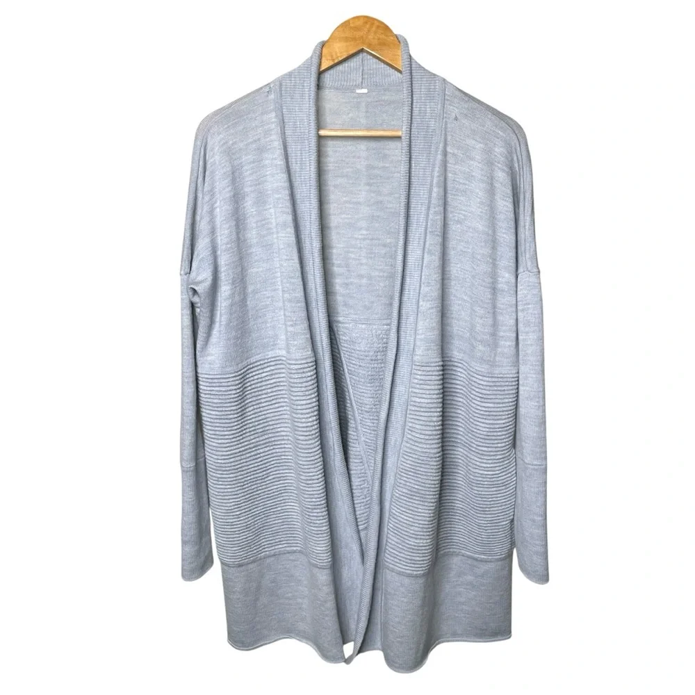 Lululemon Sit In Lotus Wrap II Cardigan Merino‎ Wool Heathered Chambray